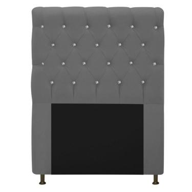 Imagem de Cabeceira Estofada Cristal 90 Cm Solteiro Com Strass Cinza