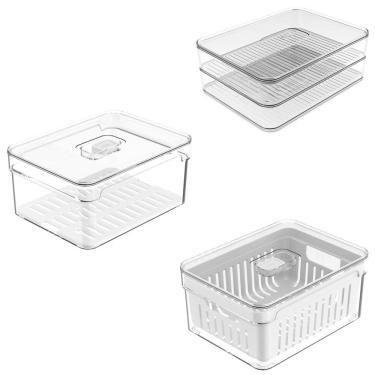 Imagem de Kit 3 Organizadores Porta Frios Mantimento Fruta Verdura Geladeira Clear Fresh - Ou