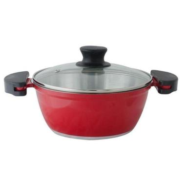 Imagem de Panelão Fundido 28Cm Vermelho Gulê Tampa De Vidro 5 Litros