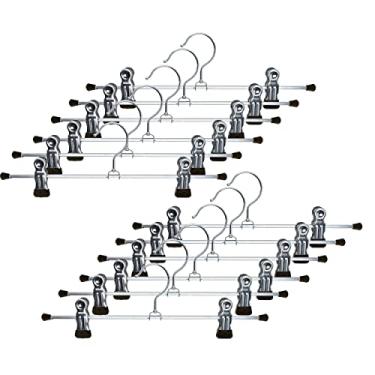 Imagem de Mawa por Reston Lloyd Cabide de roupas que economiza espaço para calças e saias com dois clipes antiderrapantes, estilo K/30D, 30 cm, conjunto de 12, preto