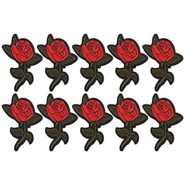 Imagem de Adesivo de pano bordado, estilos variados bordados costurar em ferro no remendo aplique de artesanato DIY para bolsas de roupas bonés artes artesanato costurar adesivo de pano rosa