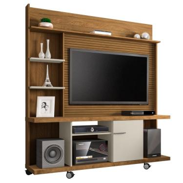 Imagem de Estante Home Theater Para TV Até 47 Pol. Taurus Cinamomo/Off White/Ripado - Bechara