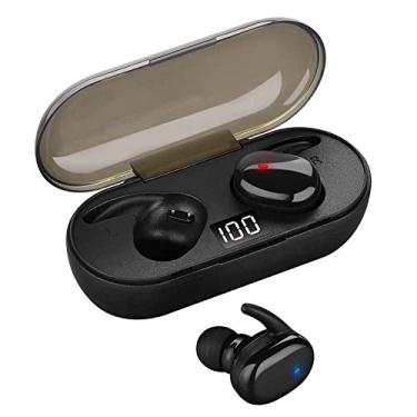 Imagem de Fones de ouvido sem fio TWS Bluetooth 5.0 Fones de ouvido com controle de toque estéreo Fone de ouvido esportivo à prova d'água para smartphone (Preto)