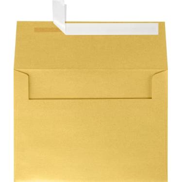 Imagem de Envelopes de convite LUXPaper A4 para 4 x 6 cartões em 80 lb. Envelopes dourados metálicos, impressos para convites, pacote com 50, tamanho da envelope 10,8 x 16,5 cm (ouro)