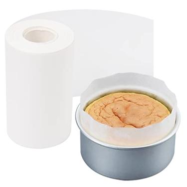 Imagem de wexpw Forro de forma de bolo, rolo de papel manteiga de 10 cm x 50 m, forma de bolo antiaderente branca papel manteiga para assar