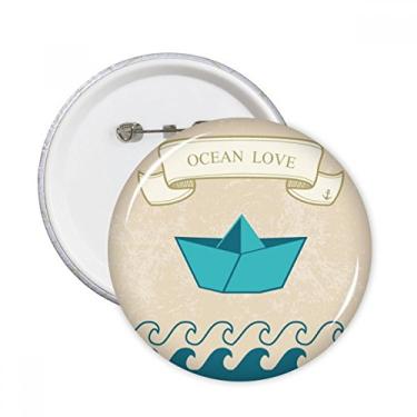 Imagem de Barco dobrável de papel oceano amor mar vela pinos redondos crachá botão emblema acessório decoração 5 peças