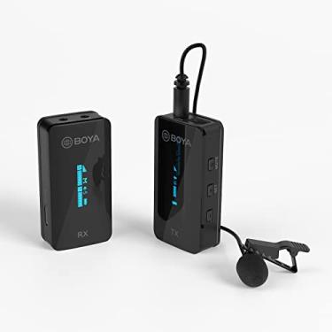 Imagem de Galori BY-XM6-S1 Sistema de microfone sem fio 2.4G (1 transmissor e 1 receptor) Microfone com lapela de dois canais Faixa de transmissão de 100M para smartphone de 3,5 mm Câmera DSLR Filmadora Gravação