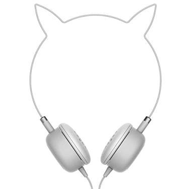 Imagem de Fone de Ouvido P2 Infantil Kids Gatinho com Microfone Branco Geonav