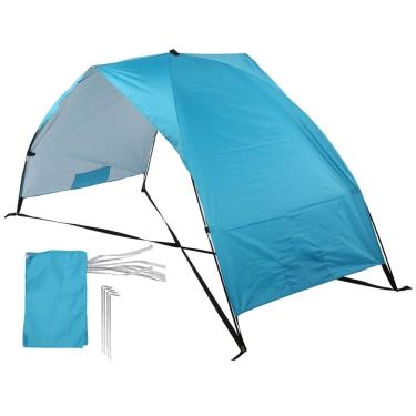 Imagem de Guarda-sol de toldo, revestimento de prata de poliéster duplo dobrável portátil guarda-sol ao ar livre prático toldo de praia de areia para uso em férias na praia