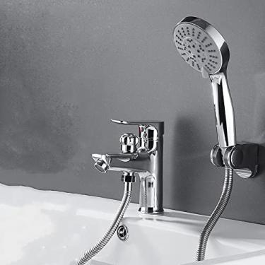 Imagem de Torneira de lavatório de banheiro de latão Torneira de pia de alça única Misturadora com chuveiro Torneiras de água quente e fria Torneira misturadora, C