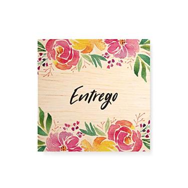 Imagem de Arte Maníacos Quadro Decorativo em Madeira Floral Entrego - 30x30cm