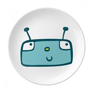 Imagem de Placa de sobremesa de robô azul universo e alienígena de porcelana decorativa de 20,32 cm para jantar em casa