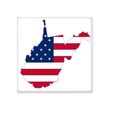 Imagem de Virgínia EUA Mapa Ocidental Estrelas Listras Bandeira Forma Cerâmica Azulejo Brilhante Decalque Pedra Adorna de Tijolos Vitrificados
