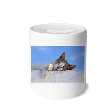 Imagem de DIYthinker Kitty Cat Pet Relaxe Animal Dormir Adorável Caixa de Dinheiro Caixa de Cerâmica Porta-Moedas Presente