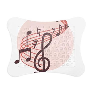 Imagem de Formato redondo vermelho Movg notas musicais moldura de papel cartão quebra-cabeça casa