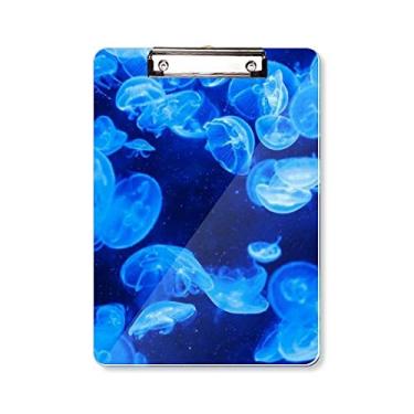 Imagem de Prancheta de prancheta Deep Blue Jellyfish Science Nature Ocean Pasta, bloco de notas A4