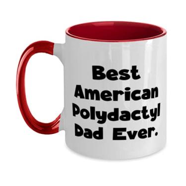 Imagem de Unique Idea American Polydactyl Cat, Best American Polydactyl Dad Ever, Birthday Two Tone Caneca 325 ml para gatos American Polydactyl
