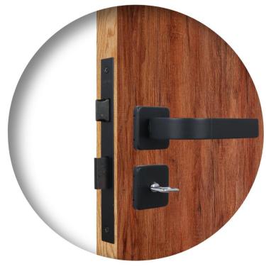 Imagem de Fechadura Para Banheiro Roseta Módena Preto Fosco MGM 40mm 