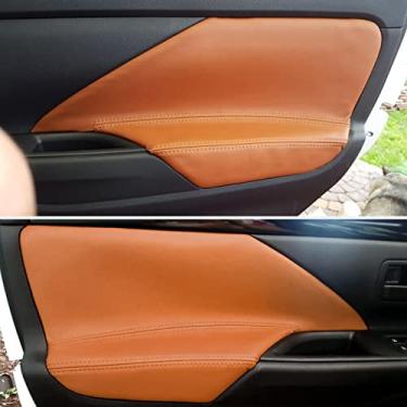 Imagem de OZEQO 4 peças de couro macio interior do carro porta braço apoio de braço capa guarnição, apto para mitsubishi outlander 2014 2015 2016 2017 2018