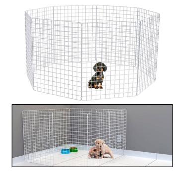 Imagem de Cercado Móvel para Cachorro Coelho 8 Telas 80cm Altura Cercadinho Pet para Adestrar Filhotes Branco