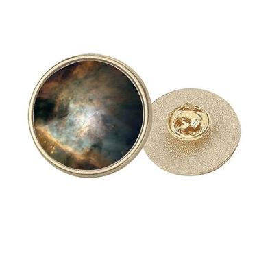 Imagem de Nebulosas brancas esmeralda Art Deco Fashion Round Metal Golden Pin Clip, Medium, não aplicar