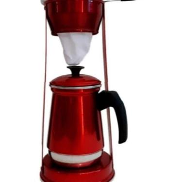 Imagem de Bule Com Mancebo Coador De Café Colorido Retro Em Alumínio