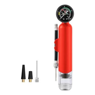 Imagem de Dynwave Bomba de bola com medidor de pressão bomba de mão bola de yoga leve à prova de chuva, acessórios esportivos bomba de vôlei bomba de futebol, Vermelho