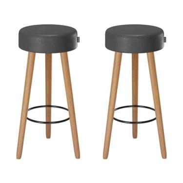 Imagem de Kit 02 Banquetas Alta 80cm com 3 pés Palito Londres Salaone Cor:Preto
