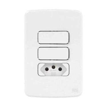 Imagem de Conjunto Interruptores Paralelos+ Tomada 10a Placa 4x2 Branco Compose Weg Bivolt - Branco