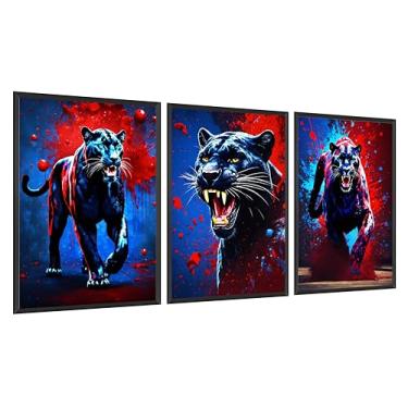 Imagem de Kit 3 Quadro Decorativo Sala Quarto Rugido Leão Tigre Onça Colorido Abstrato (Imagem 6)