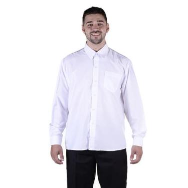Imagem de Camisa Social Masculina De Microfibra Uniforme Manga Longa - Branca -
