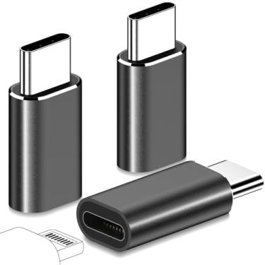 Imagem de FQSH Pacote com 3 adaptadores Lightning fêmea para USB C macho, carregamento rápido PD de 27 W para iPhone 15/15 Pro/15 Pro Max/15 Plus, adaptador USB C para Lightning para iPad, suporta transferência de dados, não para áudio/OTG, preto