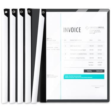 Imagem de Jutieuo 5 peças de capas de relatório transparentes com clipe giratório, pastas de apresentação frontal transparente profissional, pasta de currículo, capacidade de 30 folhas, tamanho A4, organizador