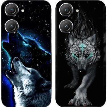 Imagem de 2 peças Cool Wolf King TPU gel silicone capa de telefone traseira para Asus Zenfone 8/9/10 (Asus Zenfone 10)