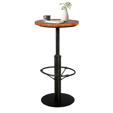 Imagem de Mesa de bar vintage de 104 cm, mesa de pub industrial com prateleira de metal para armazenamento de fazenda, mesas de bistrô, mesa de coquetel de madeira para escritório em casa, café, casa, cozinha