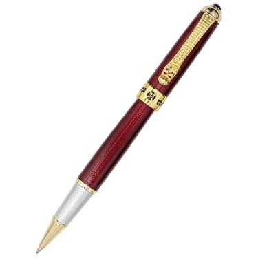 Imagem de Gullor Caneta esferográfica de tinta líquida com clipe de dragão dourado, caneta recarregável, canetas executivas lisas para homens e mulheres, vermelha