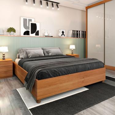 Imagem de Base para Cama Box Queen Mônaco com 2 Mesas de Cabeceira Veronna 3 GV Cinamomo