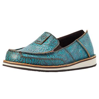 Imagem de ARIAT Mocassins femininos Cruiser Slip On Casual - Marrom, Estampa floral turquesa escovada, 34