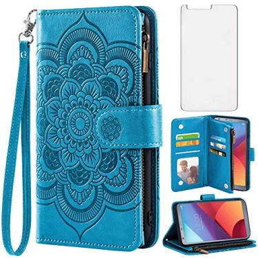 Imagem de Asuwish Capa carteira compatível com LG G6 e protetor de tela de vidro temperado flor de couro flip porta-cartão com suporte para celular para LGG6 ThinQ LG6 Thin Q G 6 Plus G6+ 6G VS988 H872 Mulheres