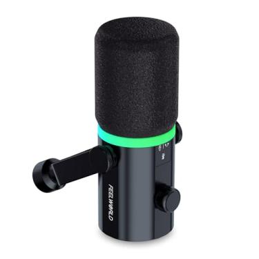 Imagem de FEELWORLD Microfone dinâmico XRL/USB para jogos com RBG Cardioide para PC, gravação vocal, transmissão de podcast, streaming PM1-XS