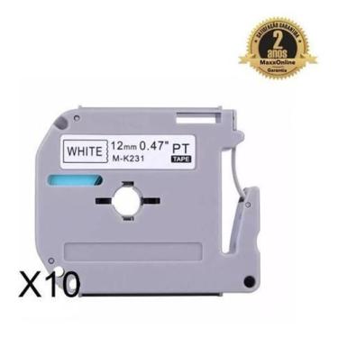 Imagem de Kit 10 Fita Compatível Brother M231 Mk231 T 12Mm Pt 80 70 90 - Geral