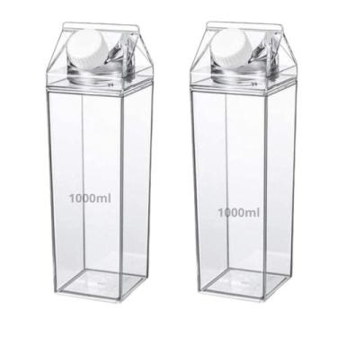 Imagem de Kit 2 Garrafas Acrilico Plastico 1 Litro Suco Leite Agua Chá - Mixmerc