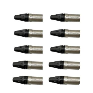 Imagem de Kit 10 Conectores Linha Xlr Plug Macho 3 Polos Wireconex WC-1013
