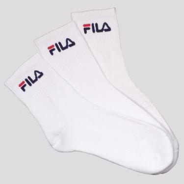 Imagem de Kit Meia Fila 3 Pares Cano Médio Branco, 39-43