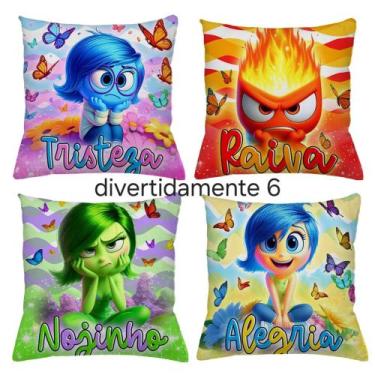 Imagem de Capa de Almofada Decorativa Kit c/ 4 Capas Divertida Mente - Amora enx