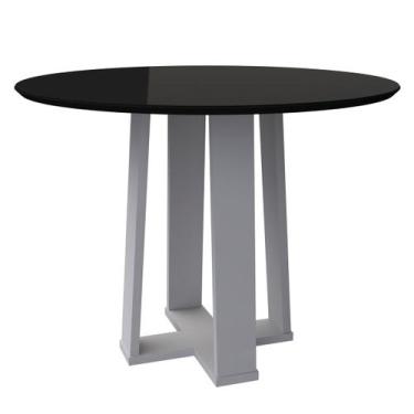 Imagem de Mesa De Jantar Redonda 100x100 cm Isabela Cor Off White Com Preto New 