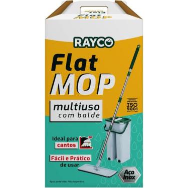 Imagem de Mop Flat Rodo Limpeza Lava E Seca Rayco Balde 6 Litros Mais Refil Extr