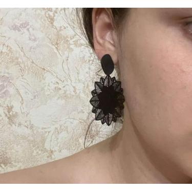 Imagem de Brinco Festa Feminino Delicado Arabesco Mandala Hipi Chic - ANJO DA MA