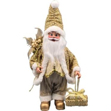 Imagem de Papai Noel Musical Gold de Tecido Decoração Natal 40cm - Zona Livre