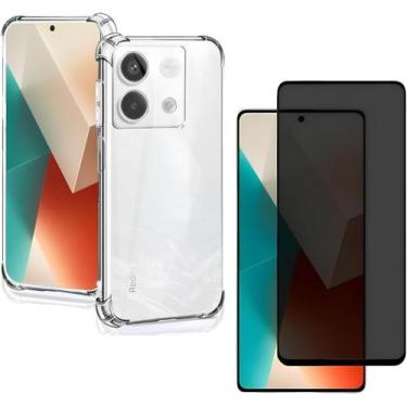 Imagem de Capa Capinha Anti Impacto + Película Privacidade 3D Para Redmi Note 13